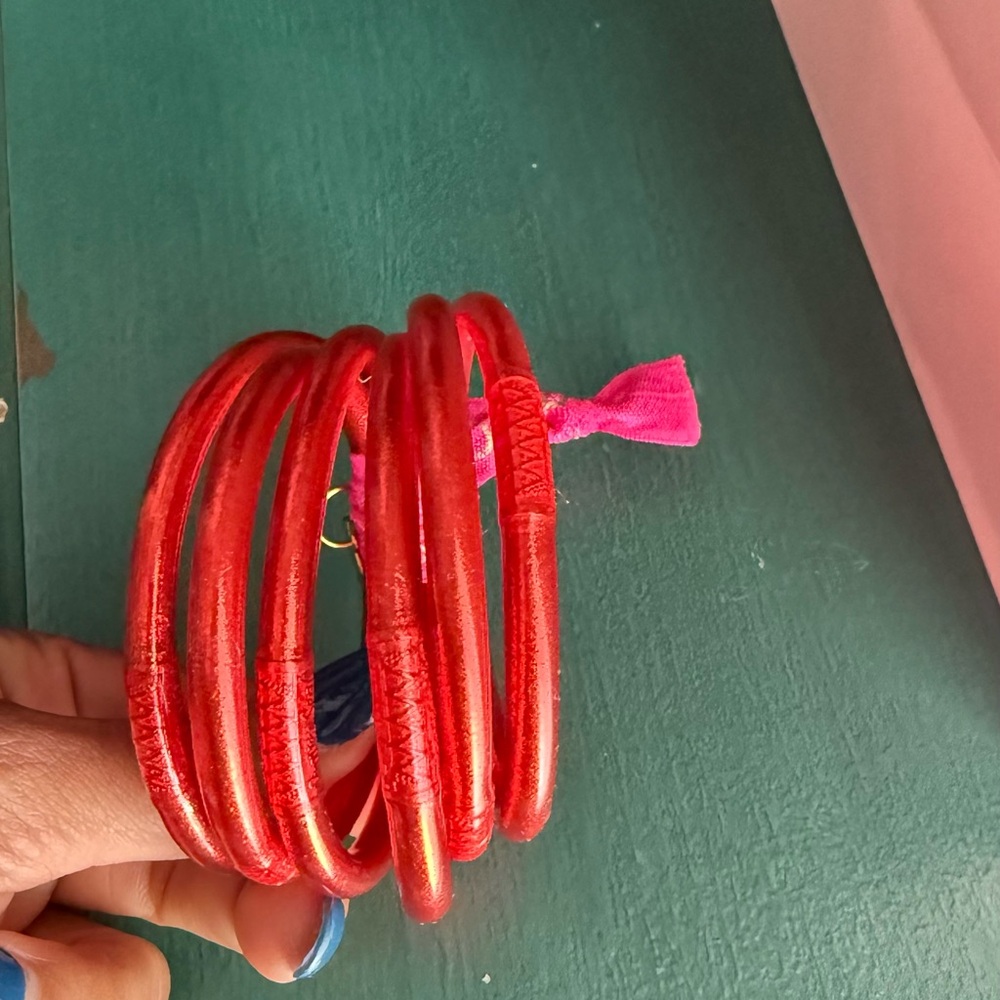 Vibrant Red Bangles Set Buddha girl